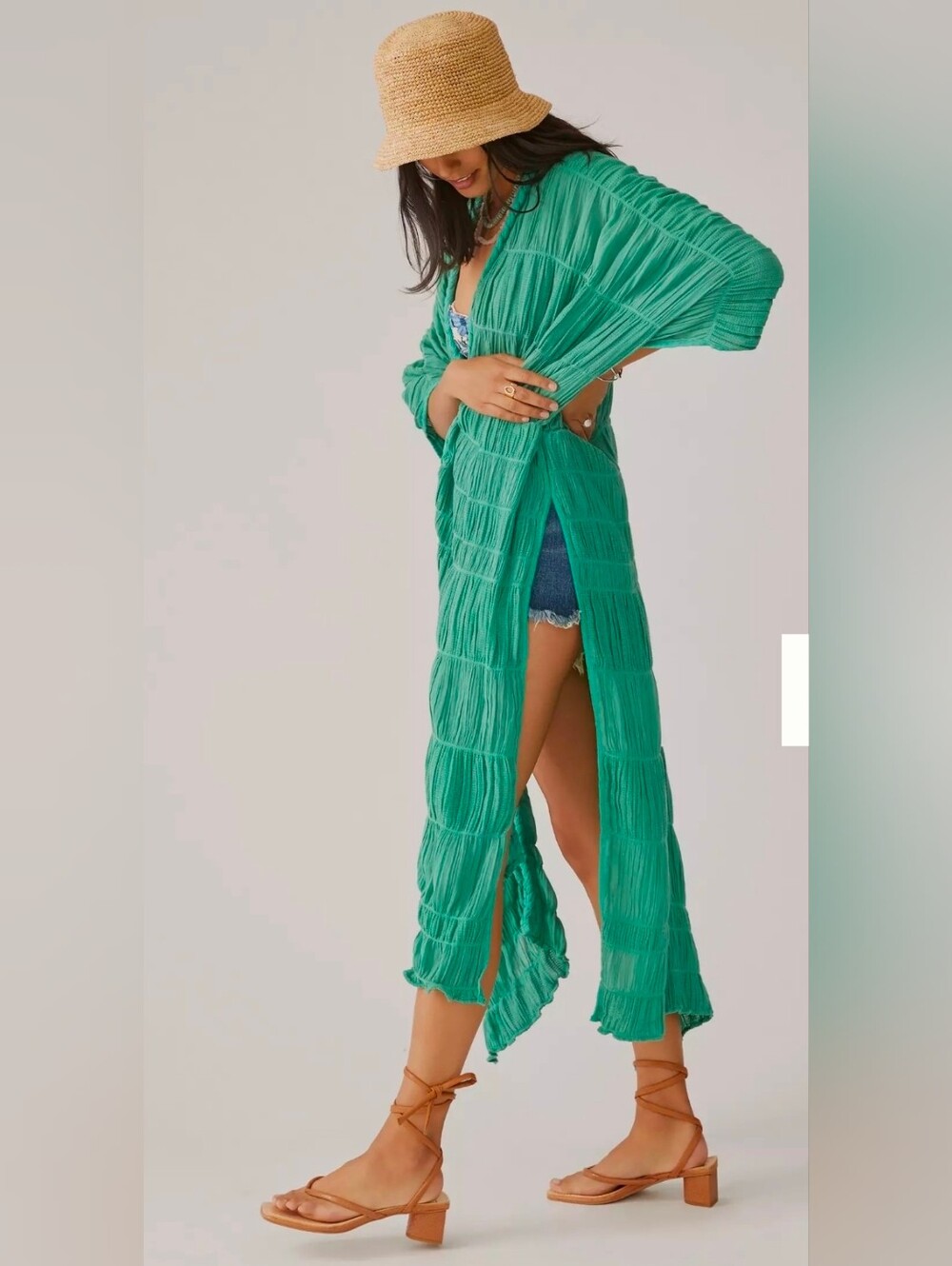 Anthropologie Maeve Ruched Side-Slit Kimono ONE SIZE
